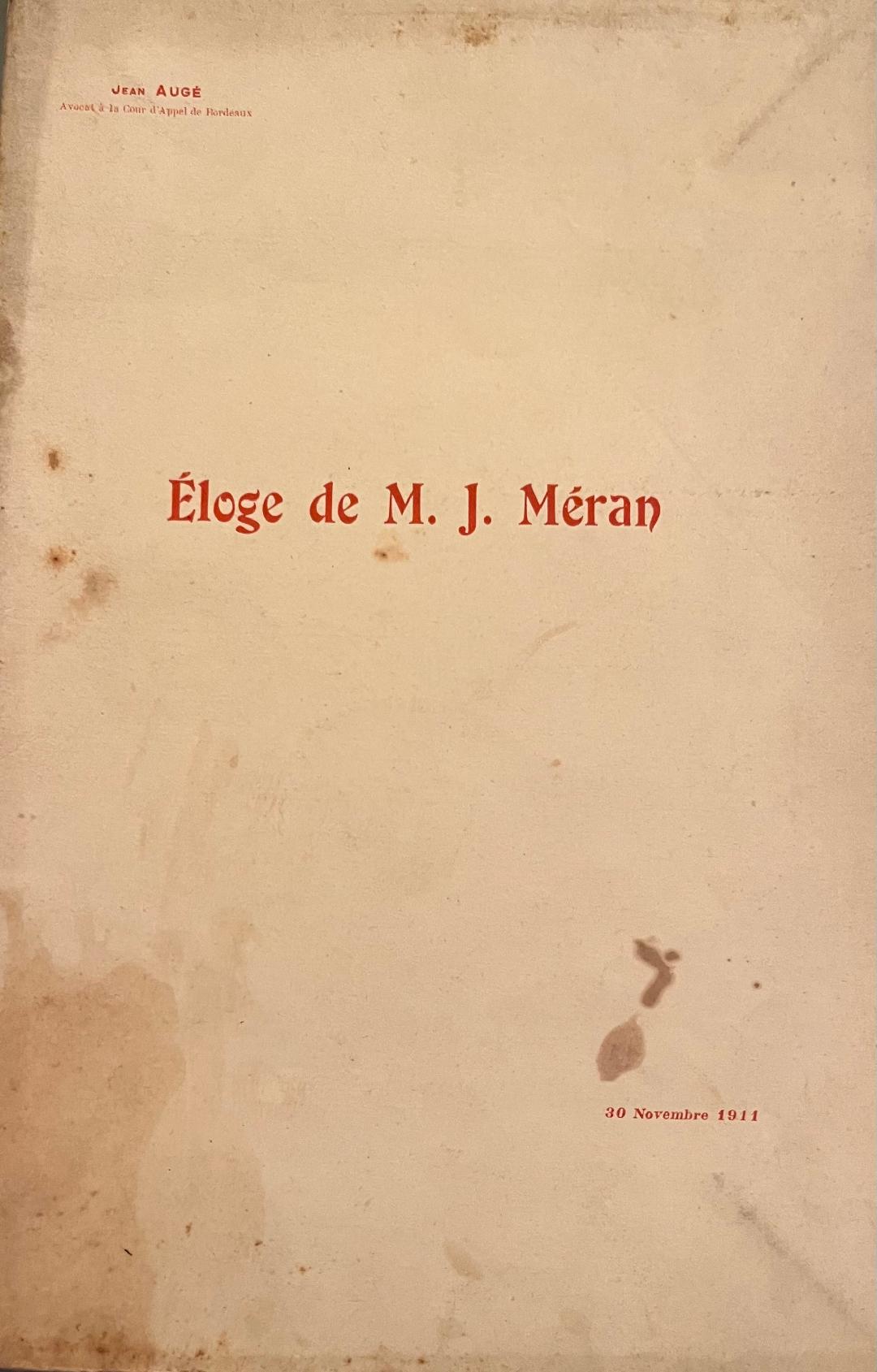 Éloge de M. J. Méran