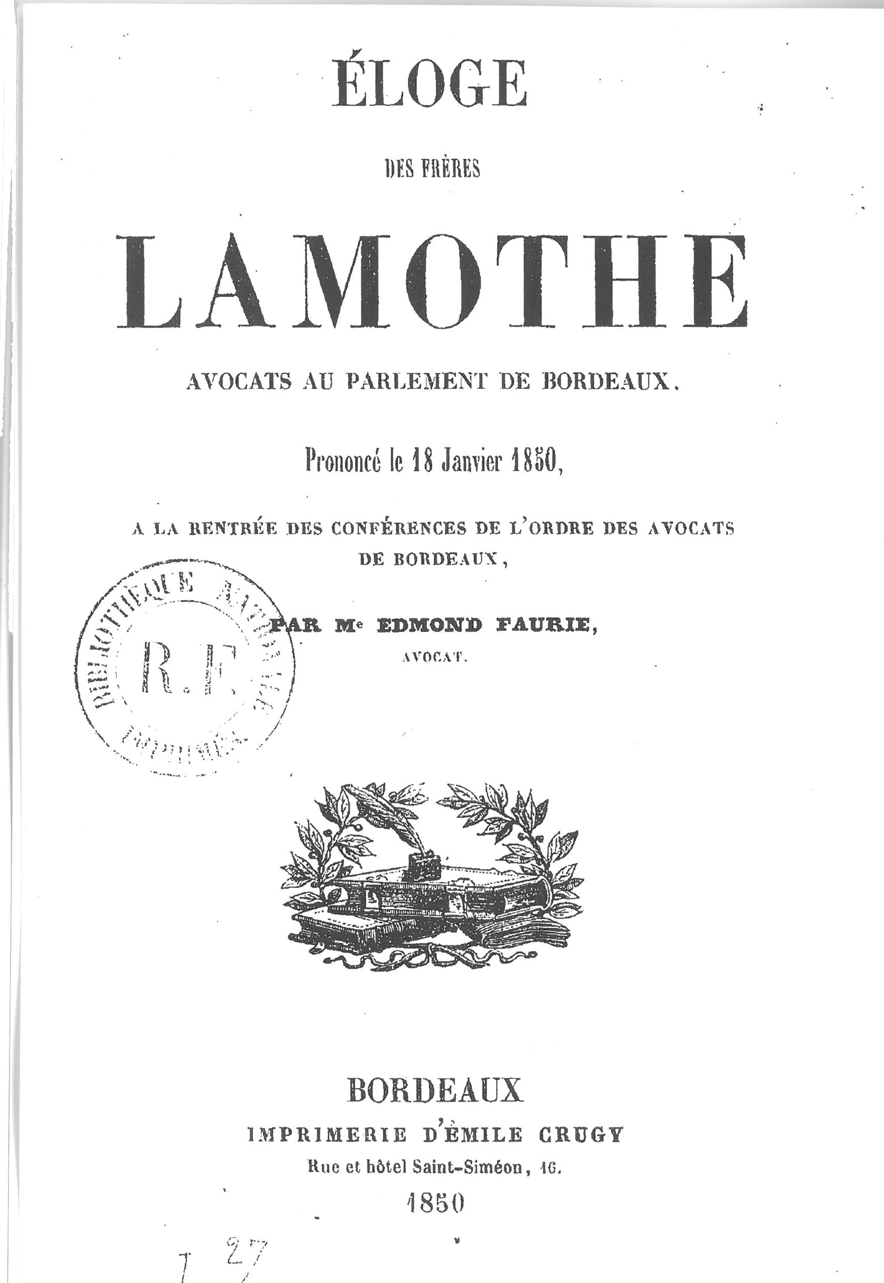 Eloge des Fr&eacutes;res Lamothe 