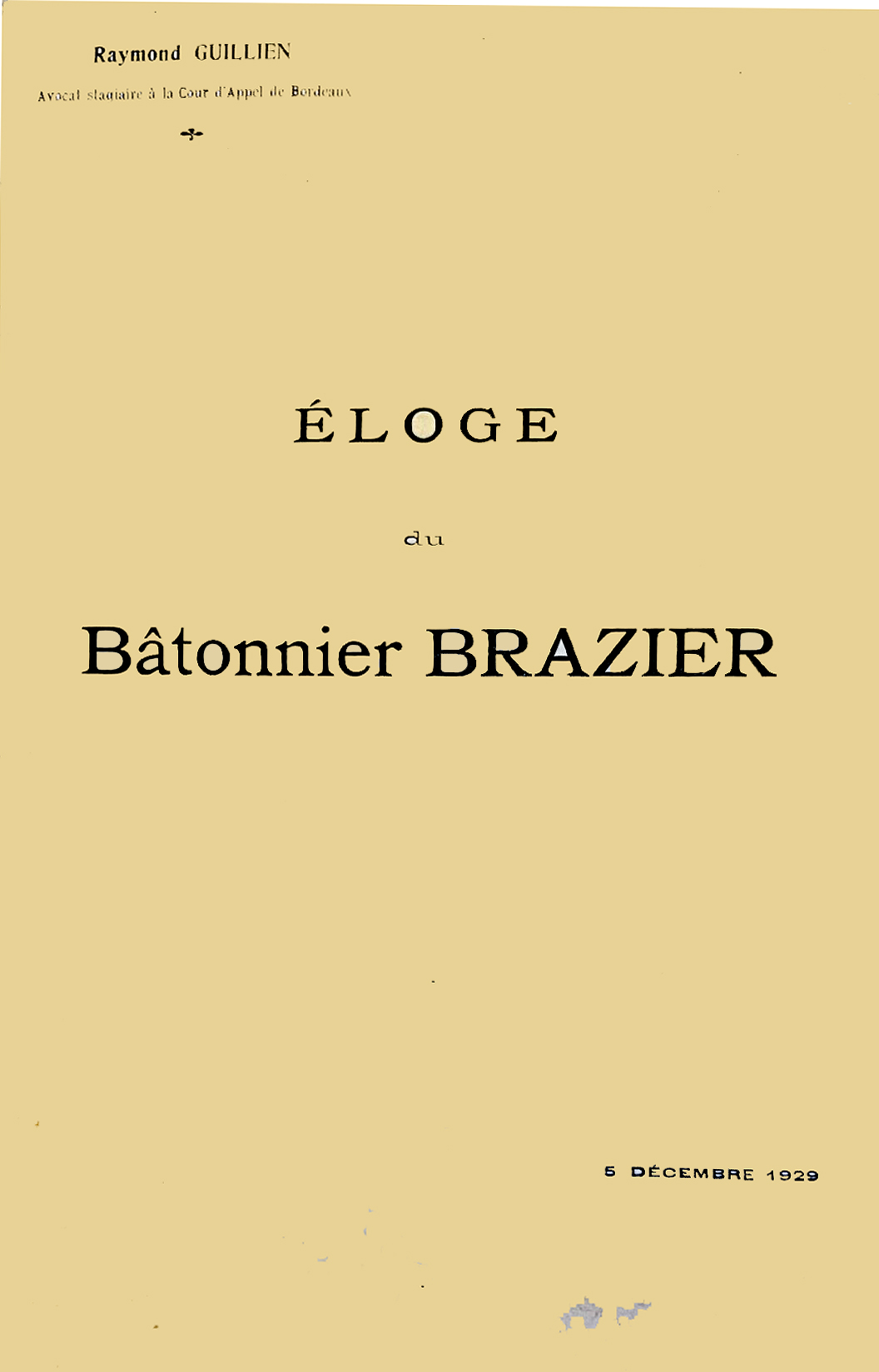 Éloge du Bâtonnier Brazier