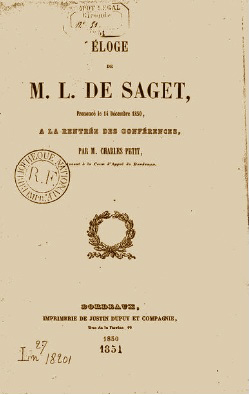 Éloge de M. L. de Saget