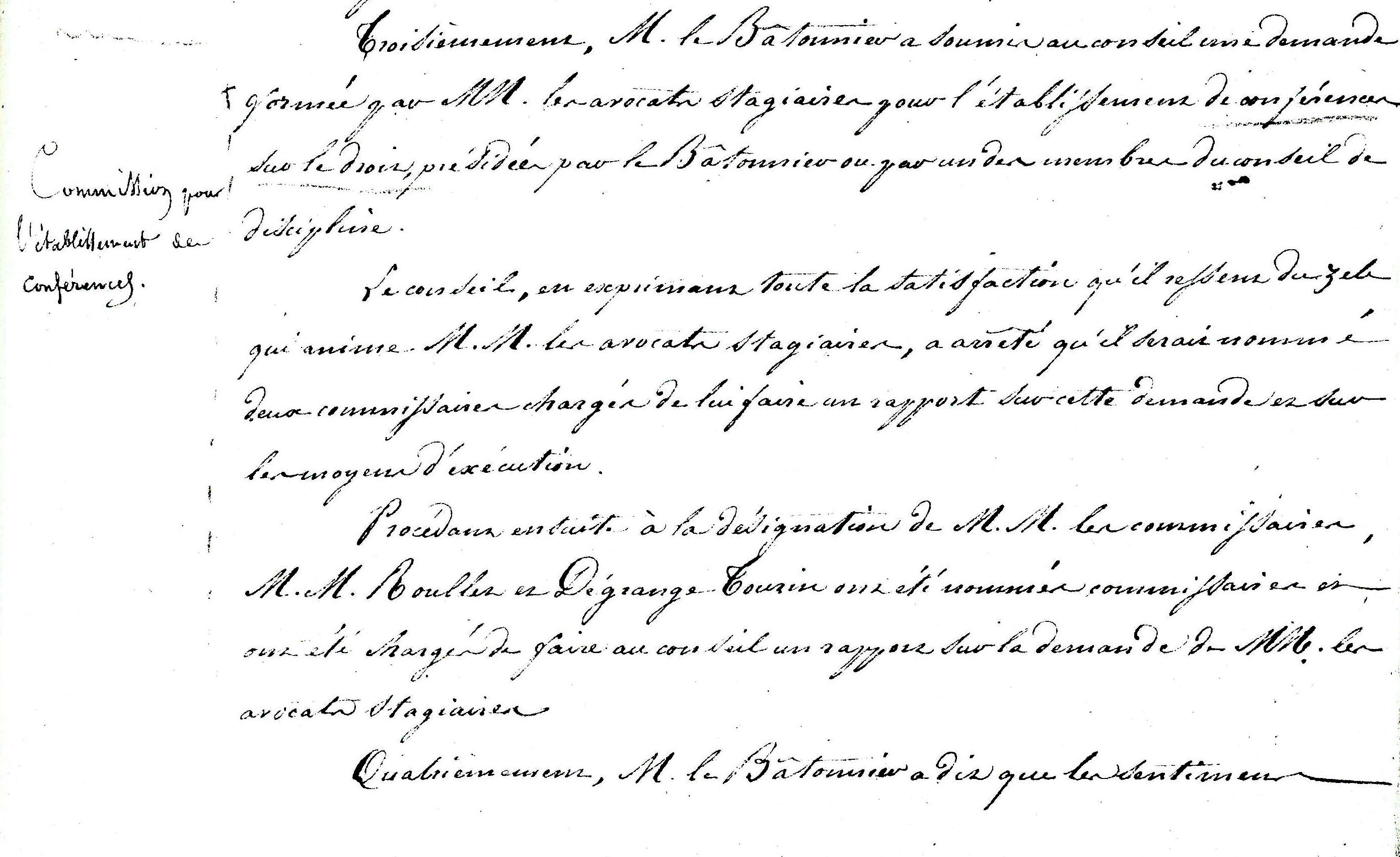  registre des délibérations du Conseil de discipline des Avocats à la Cour Royale de Bordeaux à la date du 9 octobre 1824.