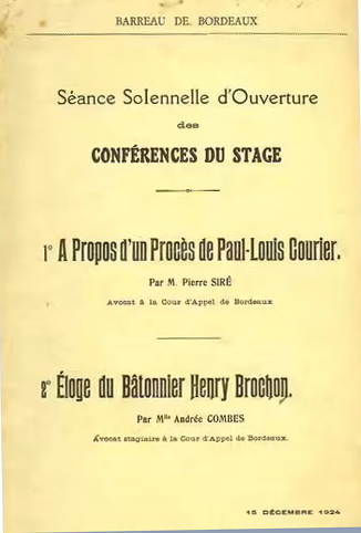 Eloge bâtonnier Henry Brochon